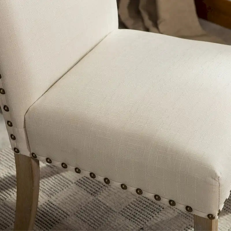 Lot de 2 chaises de salle à manger Parsons rembourrées en bois massif | Style urbain moderne | Assise en tissu