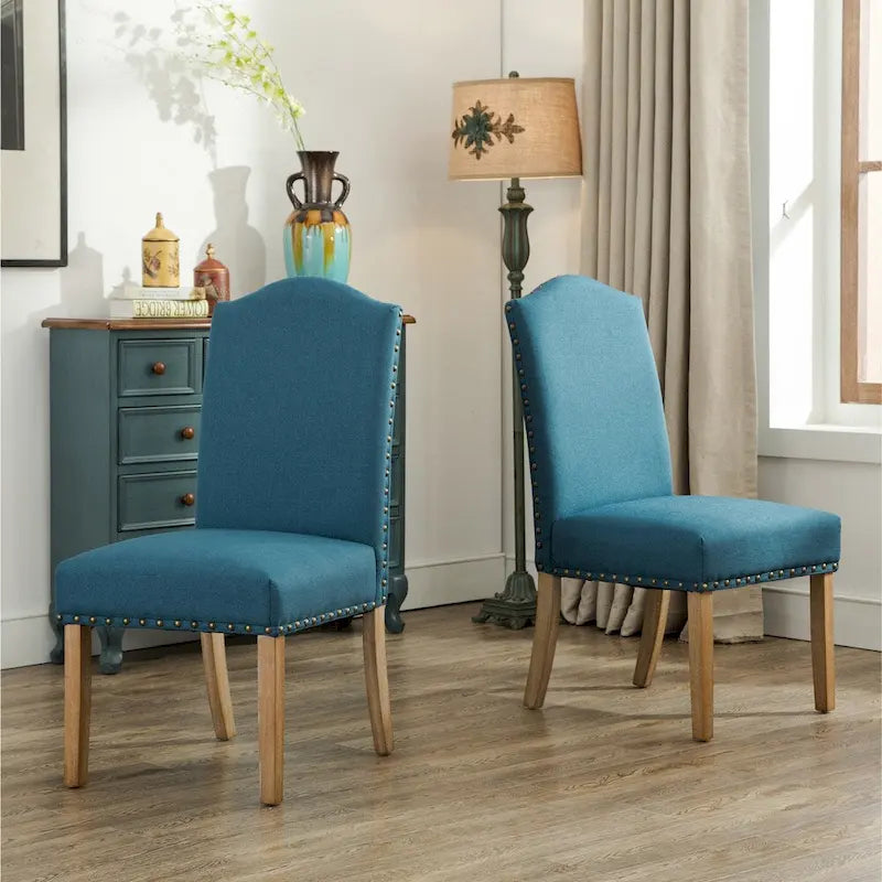 Lot de 2 chaises de salle à manger Parsons rembourrées en bois massif | Style urbain moderne | Assise en tissu