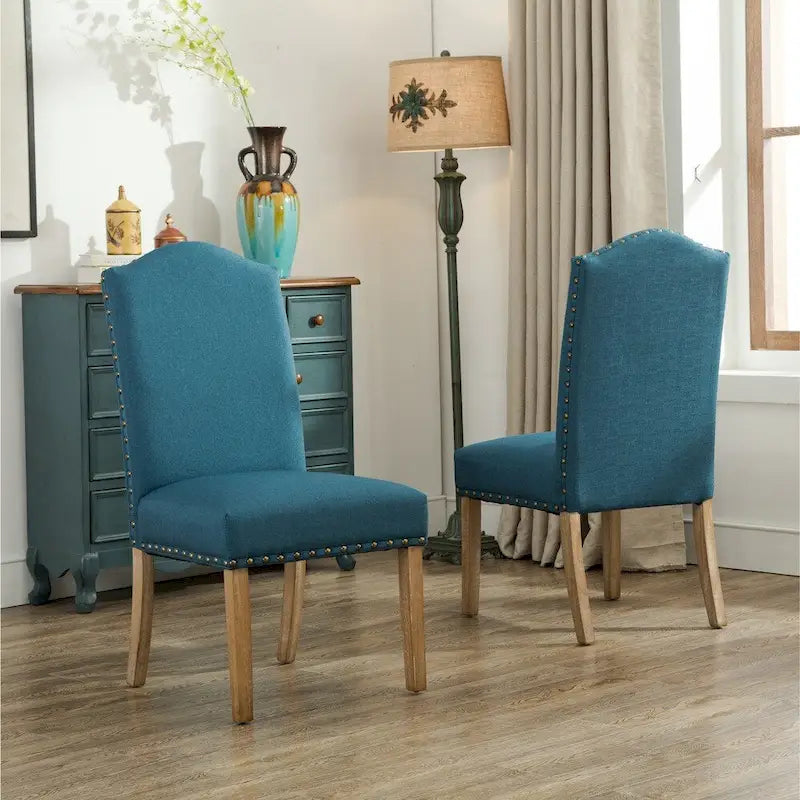 Lot de 2 chaises de salle à manger Parsons rembourrées en bois massif | Style urbain moderne | Assise en tissu