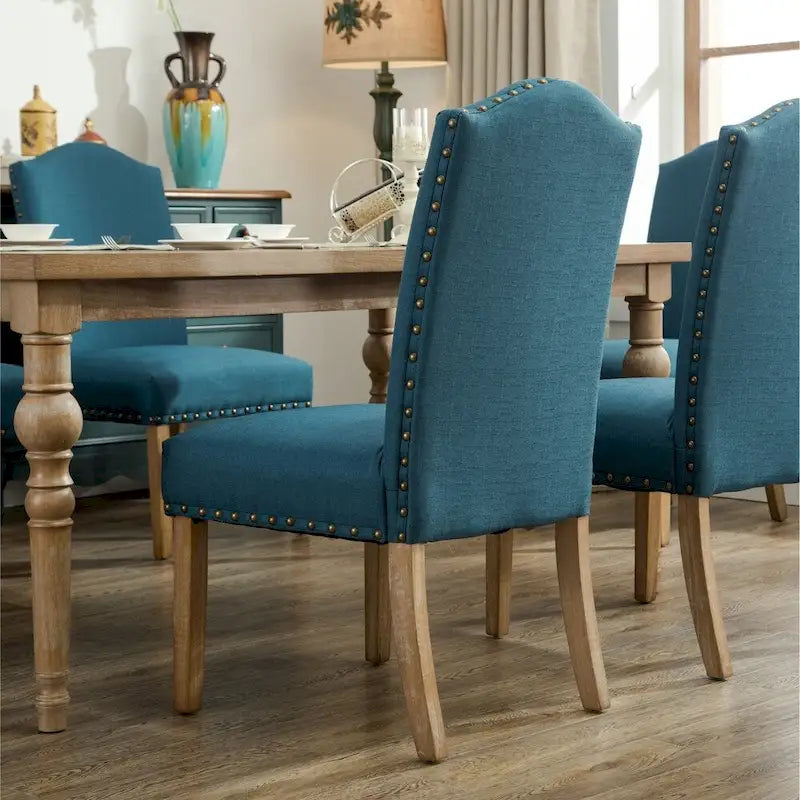 Lot de 2 chaises de salle à manger Parsons rembourrées en bois massif | Style urbain moderne | Assise en tissu