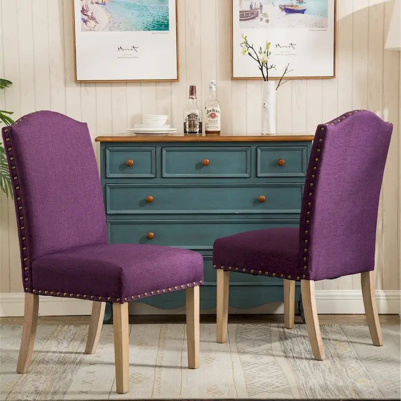 Lot de 2 chaises de salle à manger Parsons rembourrées en bois massif | Style urbain moderne | Assise en tissu