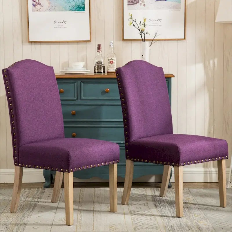 Lot de 2 chaises de salle à manger Parsons rembourrées en bois massif | Style urbain moderne | Assise en tissu