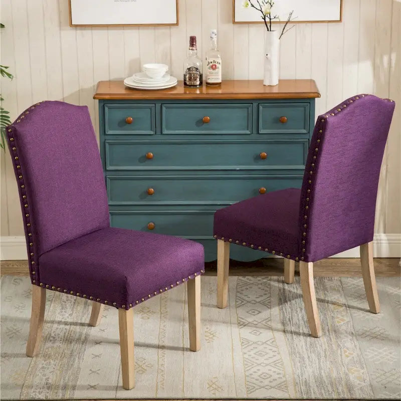 Lot de 2 chaises de salle à manger Parsons rembourrées en bois massif | Style urbain moderne | Assise en tissu