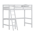 Lit mezzanine simple avec bureau | Cadre en bois massif | Lit mezzanine de bureau pour enfants et adolescents