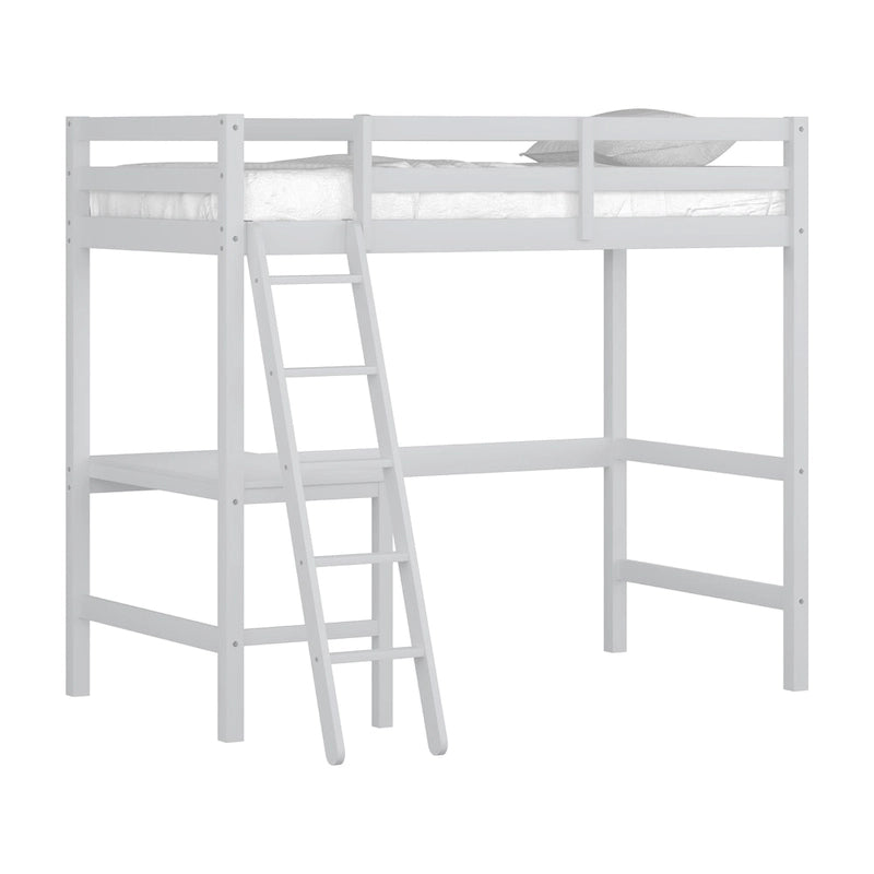 Lit mezzanine simple avec bureau | Cadre en bois massif | Lit mezzanine de bureau pour enfants et adolescents