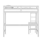 Lit mezzanine simple avec bureau | Cadre en bois massif | Lit mezzanine de bureau pour enfants et adolescents