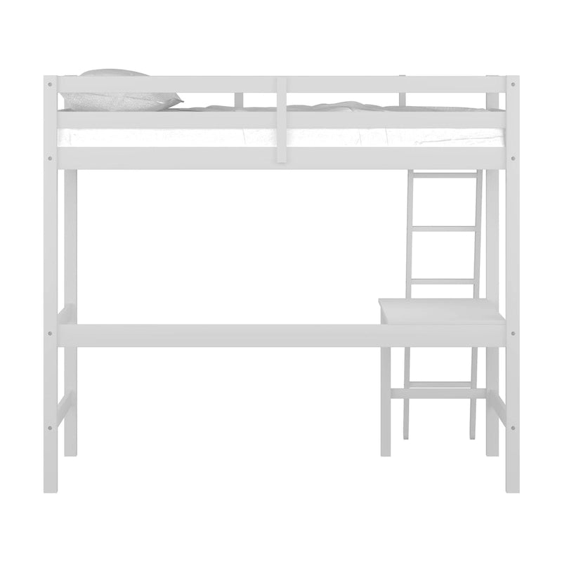 Lit mezzanine simple avec bureau | Cadre en bois massif | Lit mezzanine de bureau pour enfants et adolescents