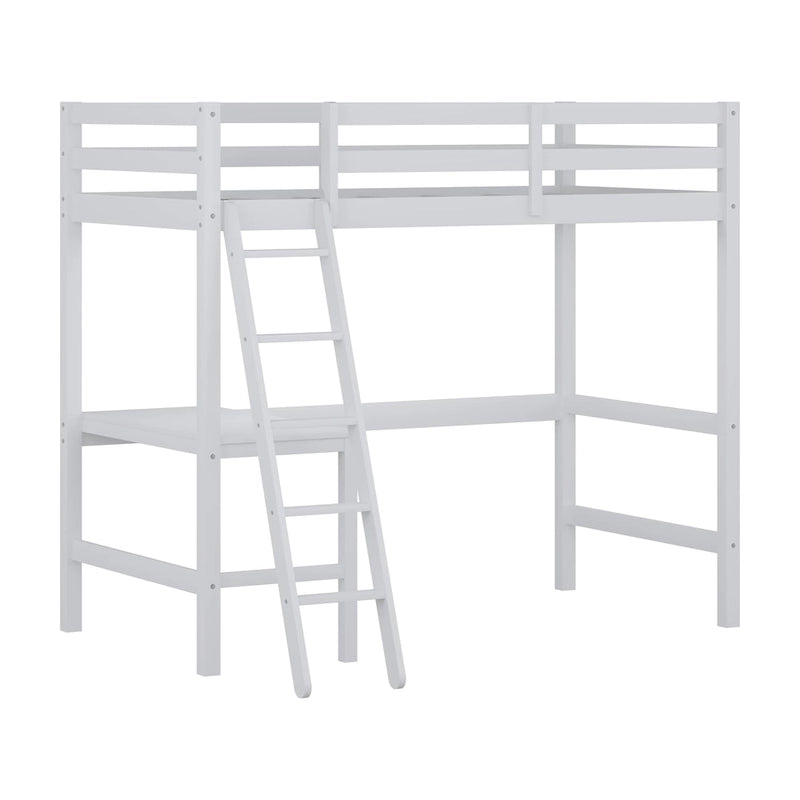 Lit mezzanine simple avec bureau | Cadre en bois massif | Lit mezzanine de bureau pour enfants et adolescents