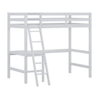 Lit mezzanine simple avec bureau | Cadre en bois massif | Lit mezzanine de bureau pour enfants et adolescents