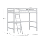 Lit mezzanine simple avec bureau | Cadre en bois massif | Lit mezzanine de bureau pour enfants et adolescents