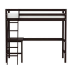 Lit mezzanine simple avec bureau | Cadre en bois massif | Lit mezzanine de bureau pour enfants et adolescents