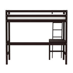 Lit mezzanine simple avec bureau | Cadre en bois massif | Lit mezzanine de bureau pour enfants et adolescents