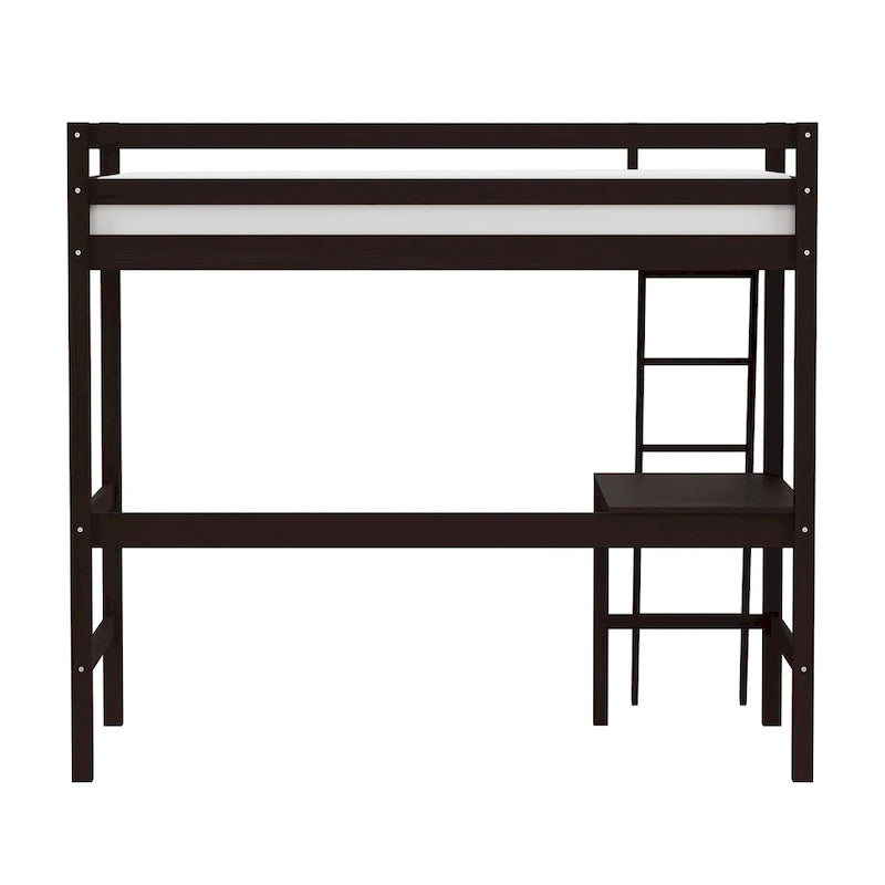Lit mezzanine simple avec bureau | Cadre en bois massif | Lit mezzanine de bureau pour enfants et adolescents