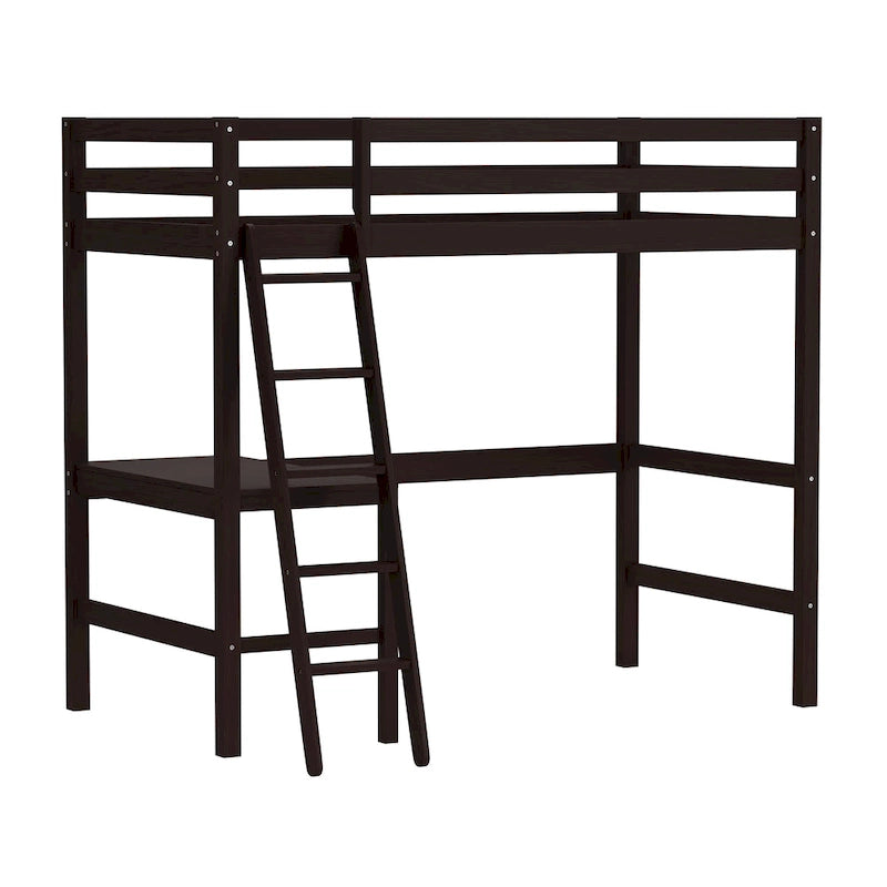 Lit mezzanine simple avec bureau | Cadre en bois massif | Lit mezzanine de bureau pour enfants et adolescents