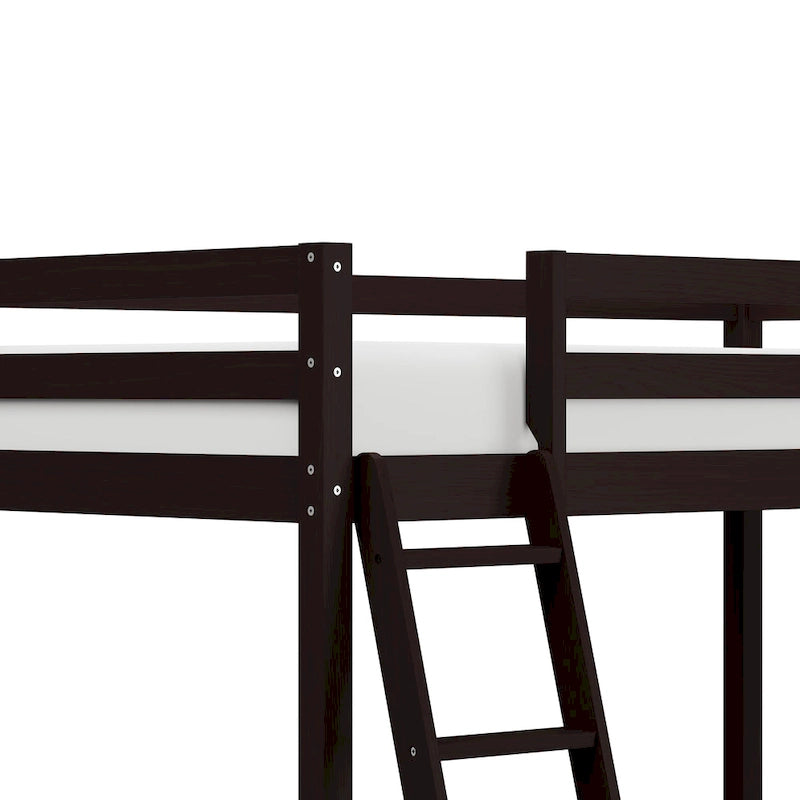 Lit mezzanine simple avec bureau | Cadre en bois massif | Lit mezzanine de bureau pour enfants et adolescents