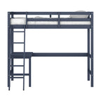 Lit mezzanine simple avec bureau | Cadre en bois massif | Lit mezzanine de bureau pour enfants et adolescents