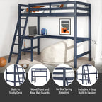 Lit mezzanine simple avec bureau | Cadre en bois massif | Lit mezzanine de bureau pour enfants et adolescents