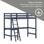 Lit mezzanine simple avec bureau | Cadre en bois massif | Lit mezzanine de bureau pour enfants et adolescents
