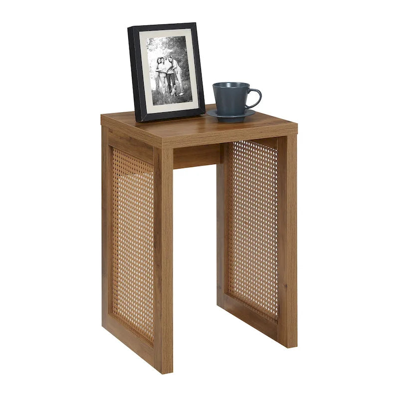 Table d'appoint tissée bohème minimaliste | Table d'appoint en rotin naturel pour salon