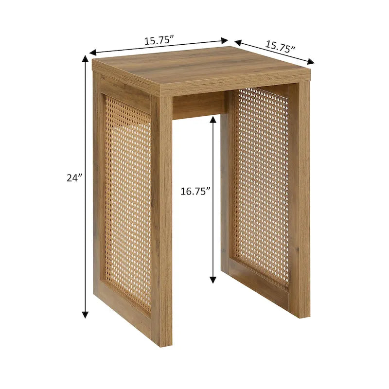 Table d'appoint tissée bohème minimaliste | Table d'appoint en rotin naturel pour salon