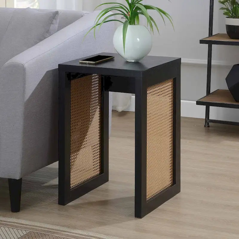 Table d'appoint tissée bohème minimaliste | Table d'appoint en rotin naturel pour salon
