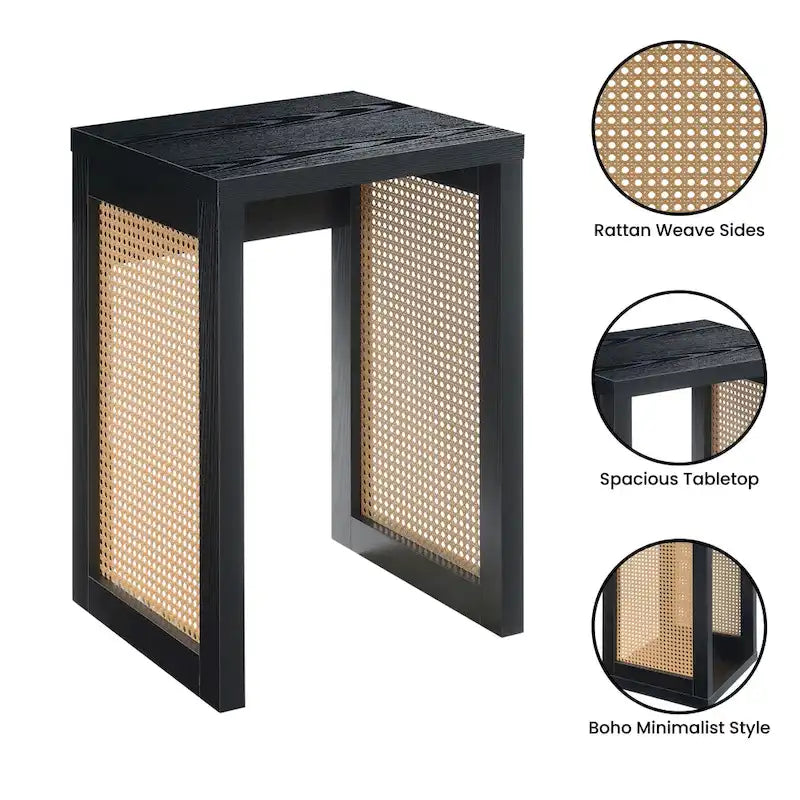 Table d'appoint tissée bohème minimaliste | Table d'appoint en rotin naturel pour salon