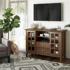 Meuble TV en bois massif de 134,6 cm pour téléviseurs jusqu'à 152,4 cm | Meuble de rangement rustique fait à la main