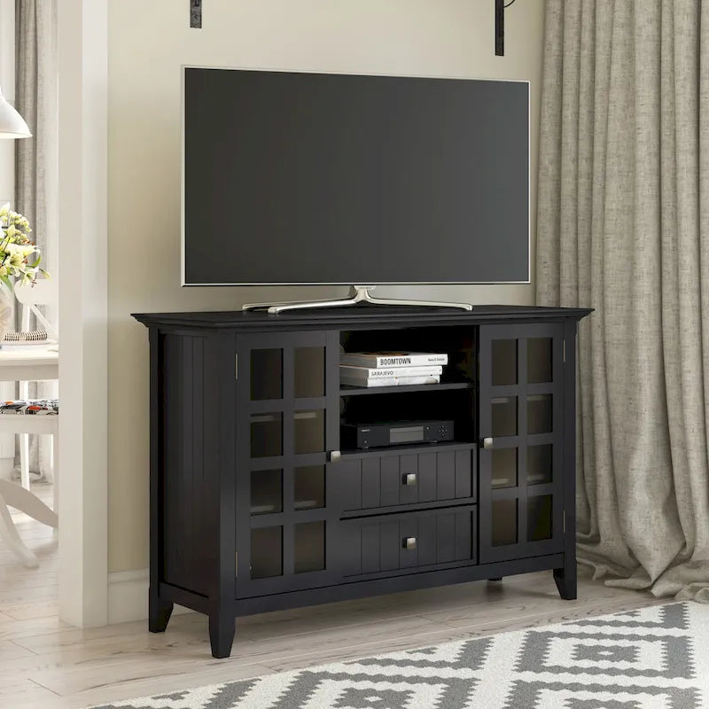 Meuble TV en bois massif de 134,6 cm pour téléviseurs jusqu'à 152,4 cm | Meuble de rangement rustique fait à la main