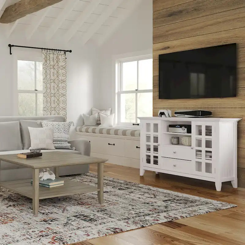Meuble TV en bois massif de 134,6 cm pour téléviseurs jusqu'à 152,4 cm | Meuble de rangement rustique fait à la main