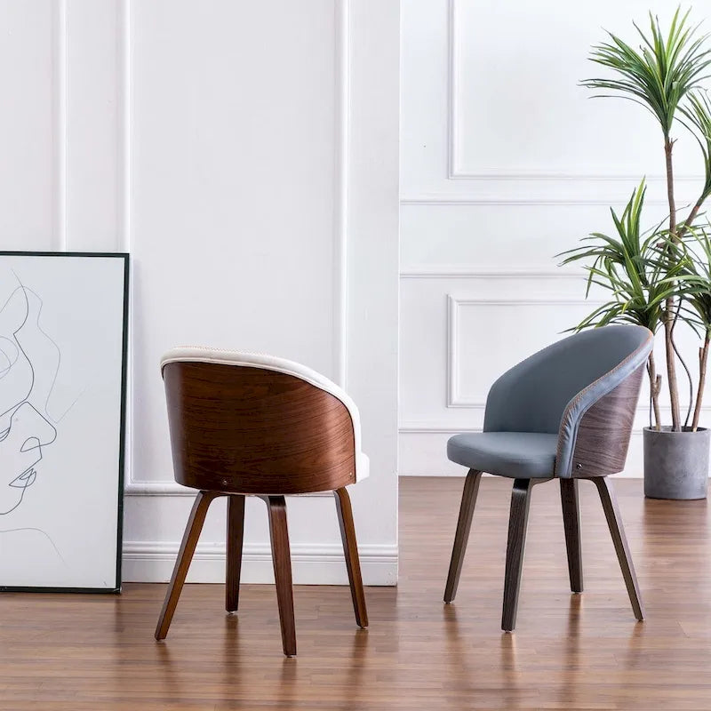 Chaises de salle à manger rembourrées en cuir PU et bois Maynau (Lot de 2)