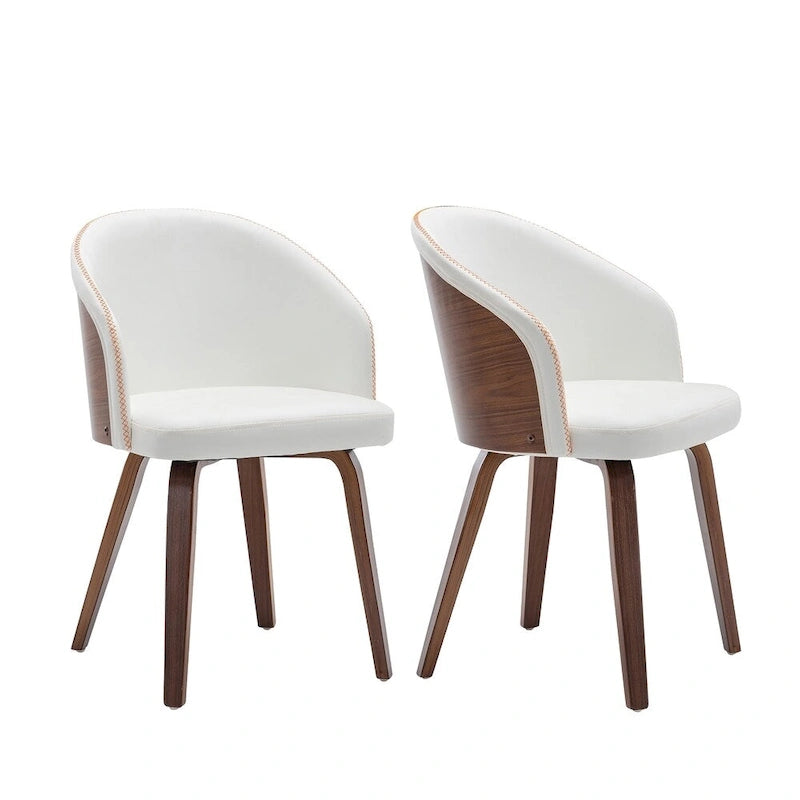 Chaises de salle à manger rembourrées en cuir PU et bois Maynau (Lot de 2)