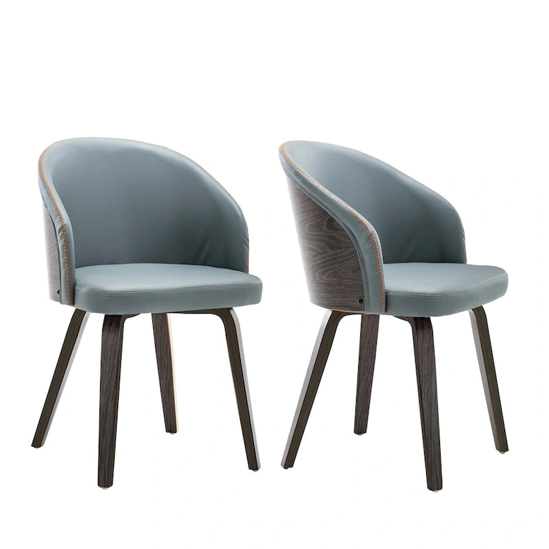 Chaises de salle à manger rembourrées en cuir PU et bois Maynau (Lot de 2)
