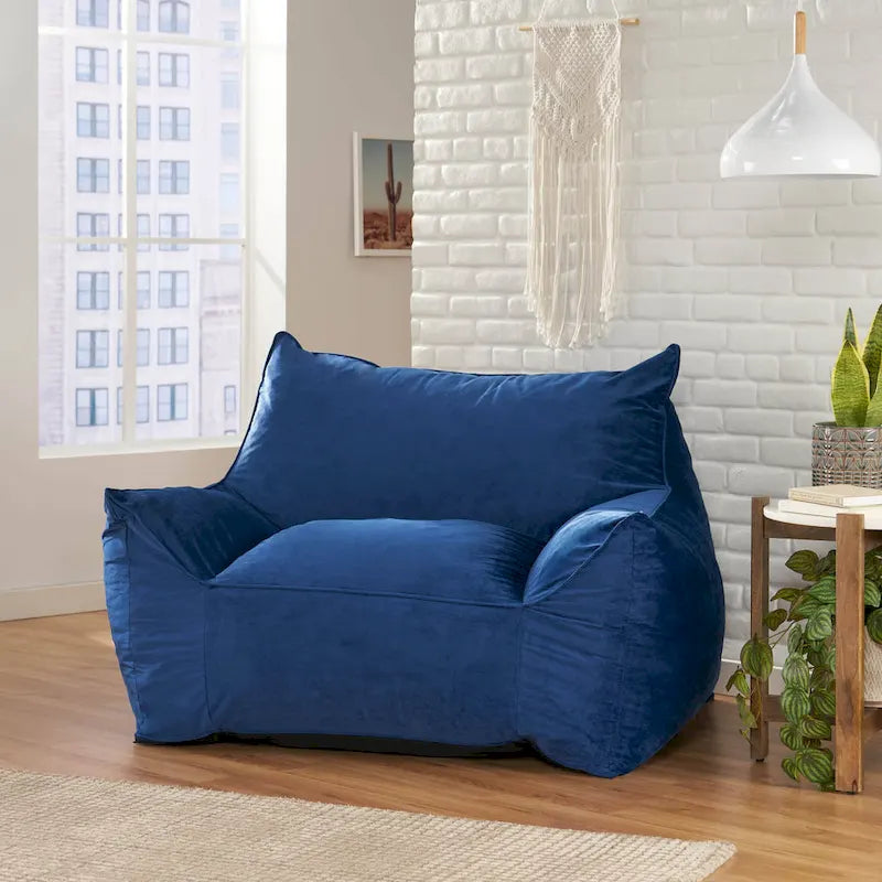 Fauteuil Pouf Surdimensionné en Velours avec Accoudoirs | Fauteuil de Salon Doux pour Adulte