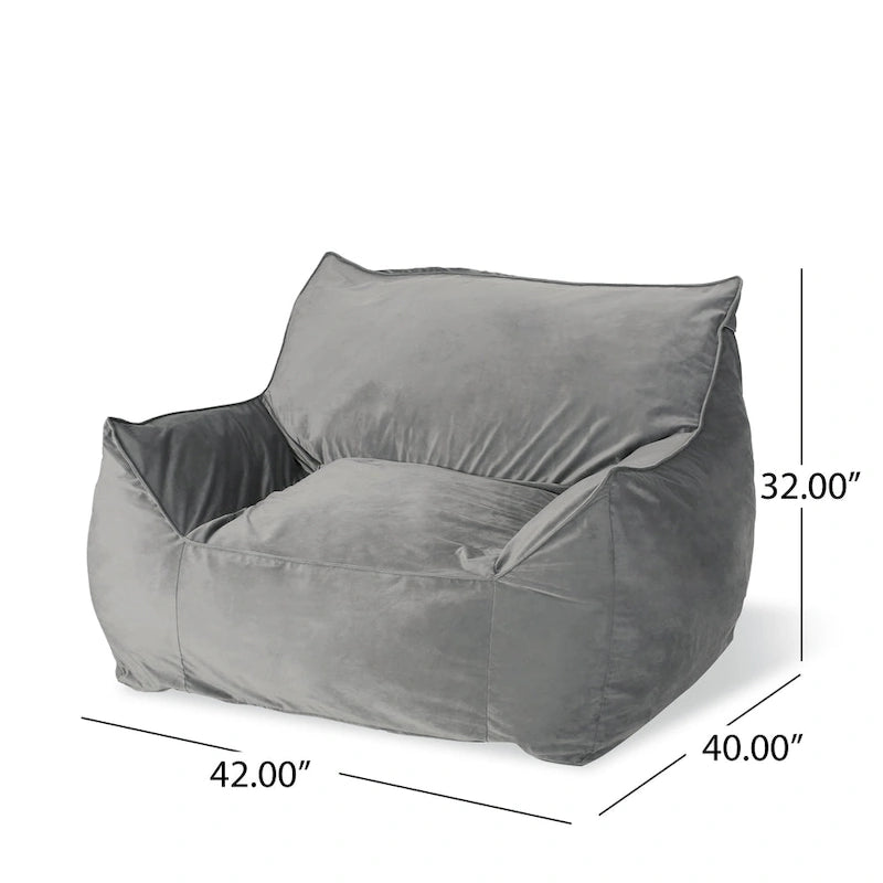 Fauteuil Pouf Surdimensionné en Velours avec Accoudoirs | Fauteuil de Salon Doux pour Adulte