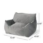 Fauteuil Pouf Surdimensionné en Velours avec Accoudoirs | Fauteuil de Salon Doux pour Adulte