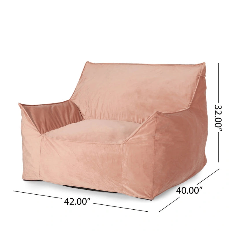 Fauteuil Pouf Surdimensionné en Velours avec Accoudoirs | Fauteuil de Salon Doux pour Adulte