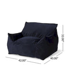 Fauteuil Pouf Surdimensionné en Velours avec Accoudoirs | Fauteuil de Salon Doux pour Adulte