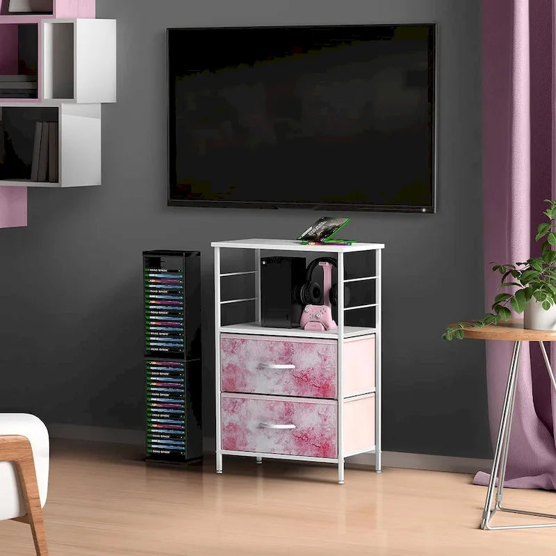 Table de chevet avec 2 tiroirs et étagère ouverte | Table d'appoint de rangement | Chambre moderne