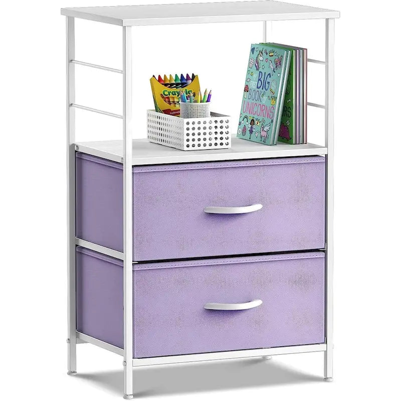 Table de chevet avec 2 tiroirs et étagère ouverte | Table d'appoint de rangement | Chambre moderne