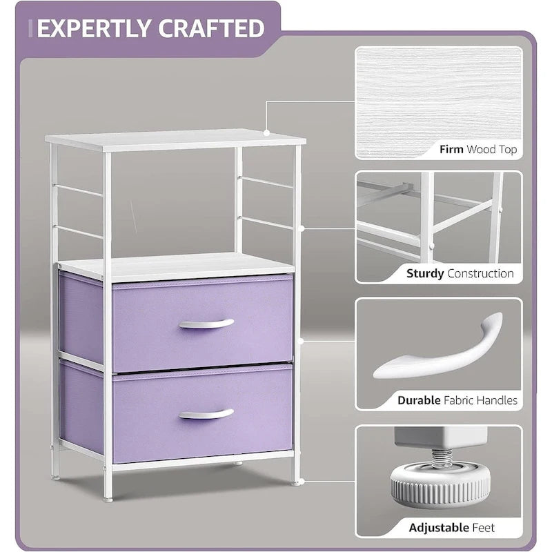 Table de chevet avec 2 tiroirs et étagère ouverte | Table d'appoint de rangement | Chambre moderne