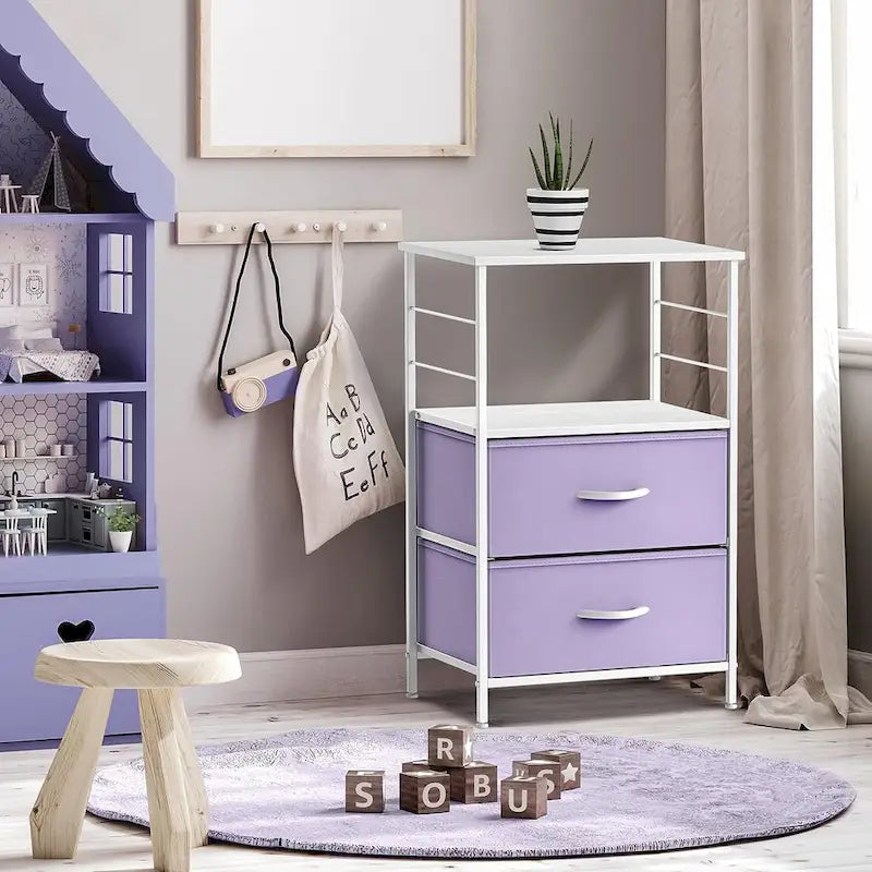 Table de chevet avec 2 tiroirs et étagère ouverte | Table d'appoint de rangement | Chambre moderne