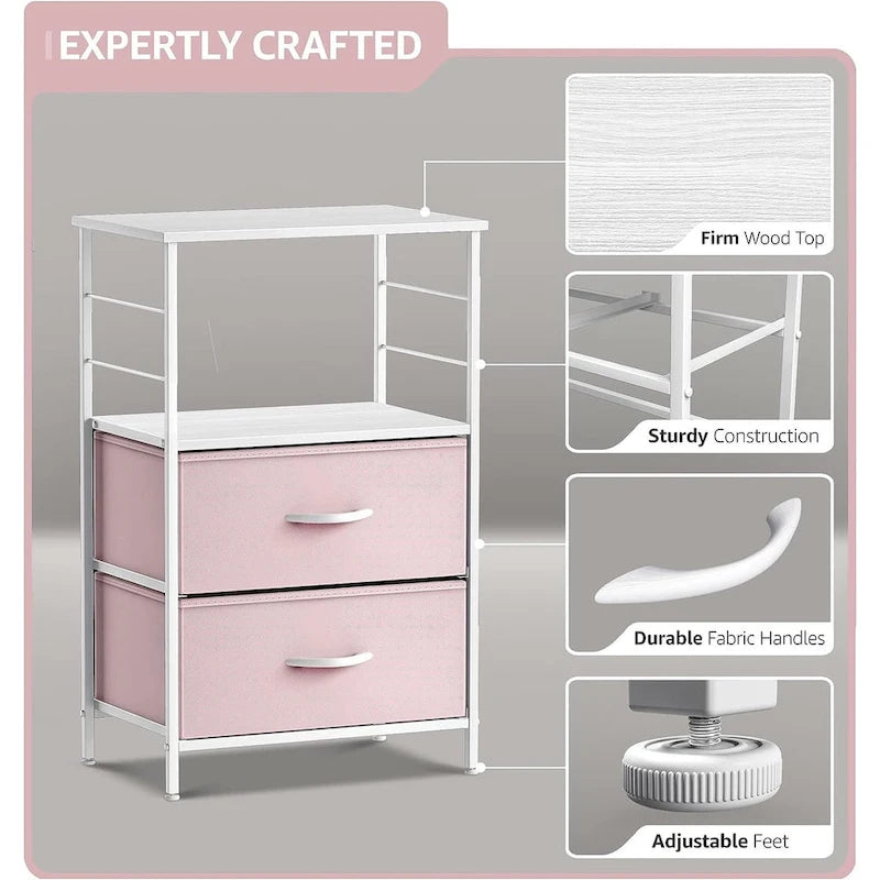 Table de chevet avec 2 tiroirs et étagère ouverte | Table d'appoint de rangement | Chambre moderne