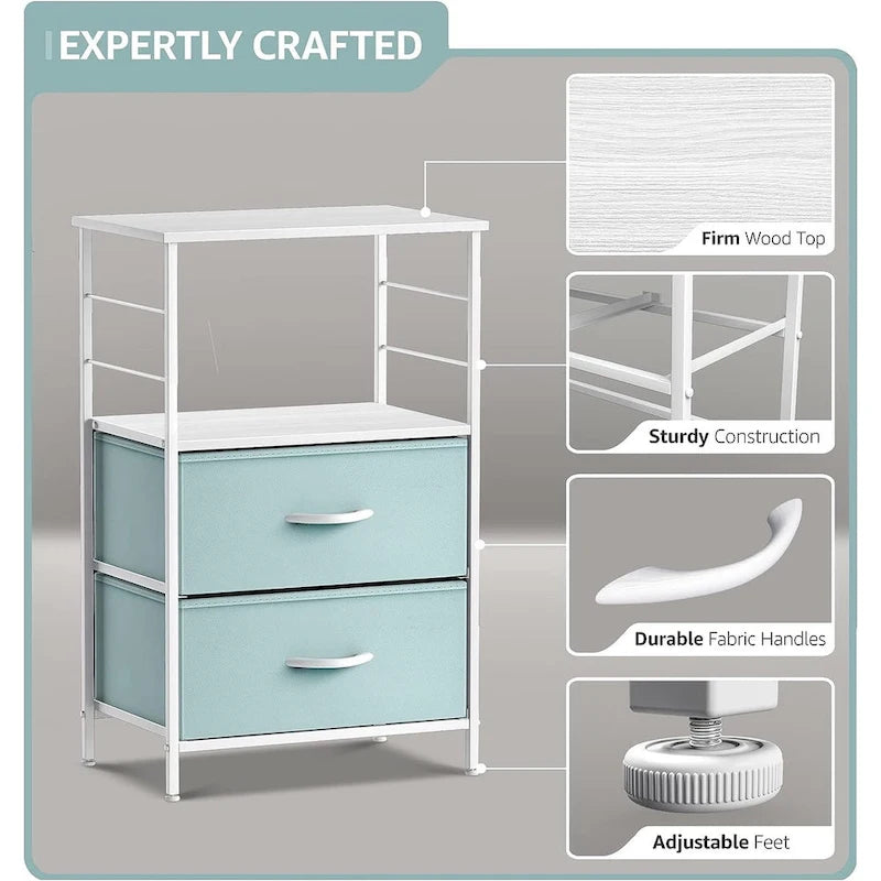 Table de chevet avec 2 tiroirs et étagère ouverte | Table d'appoint de rangement | Chambre moderne