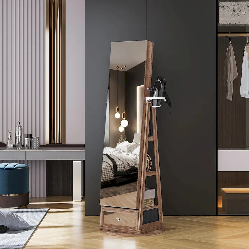 Bonnetière à bijoux rotative de 22 pouces avec miroir - N/A