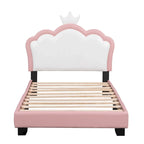 Lit de princesse capitonné avec tête de lit couronne