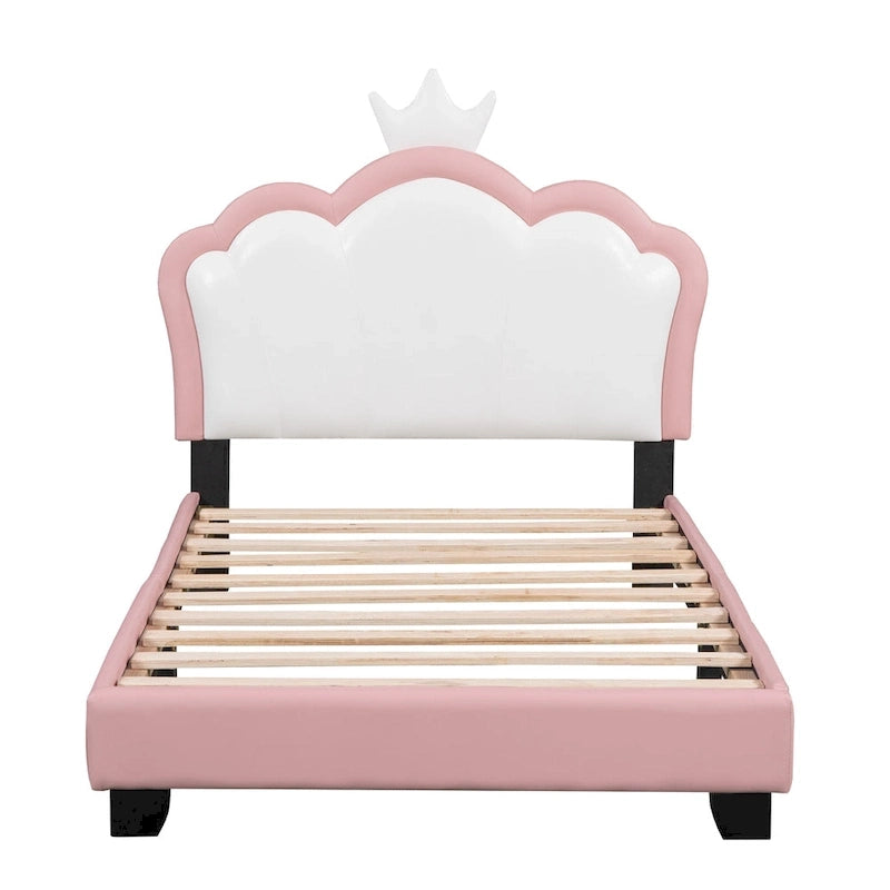 Lit de princesse capitonné avec tête de lit couronne
