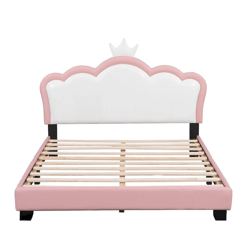 Lit de princesse capitonné avec tête de lit couronne