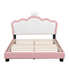 Lit de princesse capitonné avec tête de lit couronne