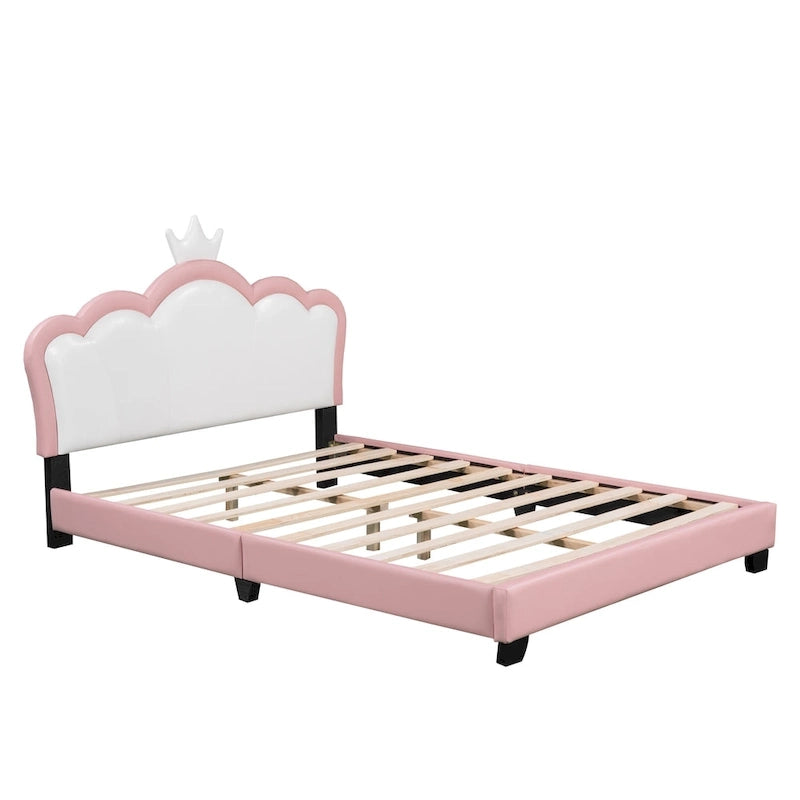 Lit de princesse capitonné avec tête de lit couronne