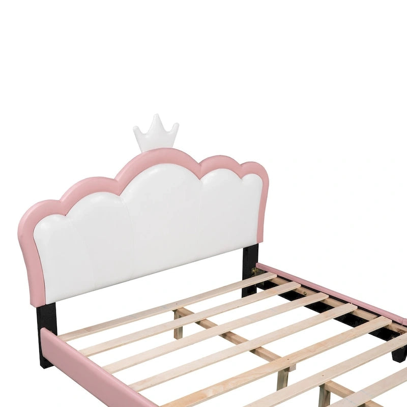 Lit de princesse capitonné avec tête de lit couronne